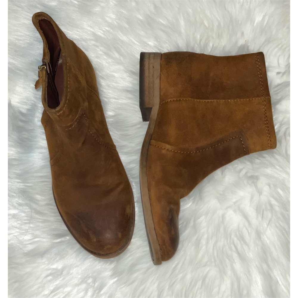 Franco Sarto Cognac Suede Ankle Booties